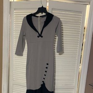 Classic Two-Tone Grey and Black Women's Dress